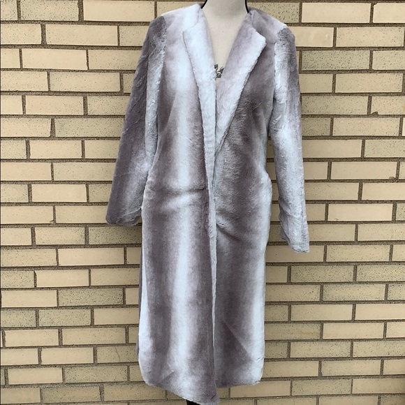 🎉HOST PICK🎉GRAY/WHITE FAUX FUR LINED LONG COAT - Picture 4 of 8